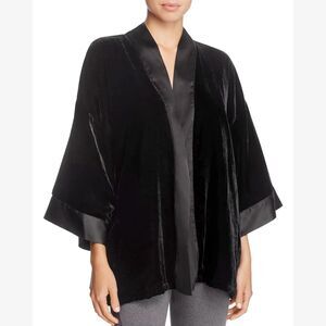 Sam Edelman Jacket Womens S Black Velvet Smoking Wrap Back Lace Boho Hippie